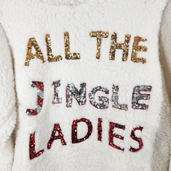 NWT It's Our Time All The Jingle Ladies Christmas Sweater Fleece Hoodie Size M - Picture 2 of 6